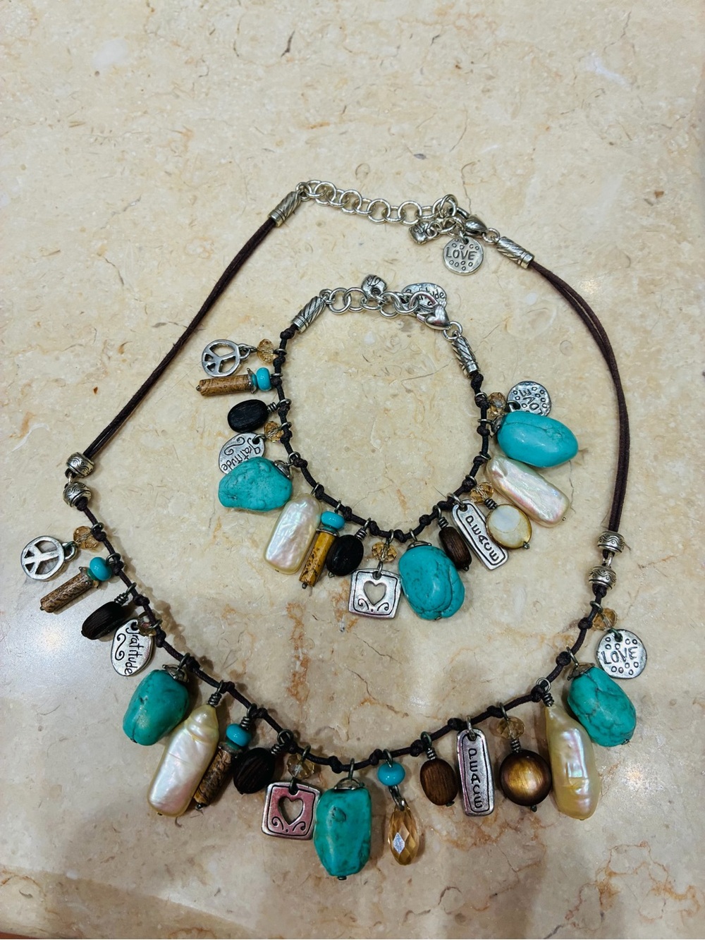 Brighton Imagine Leather Cord Charm Necklace